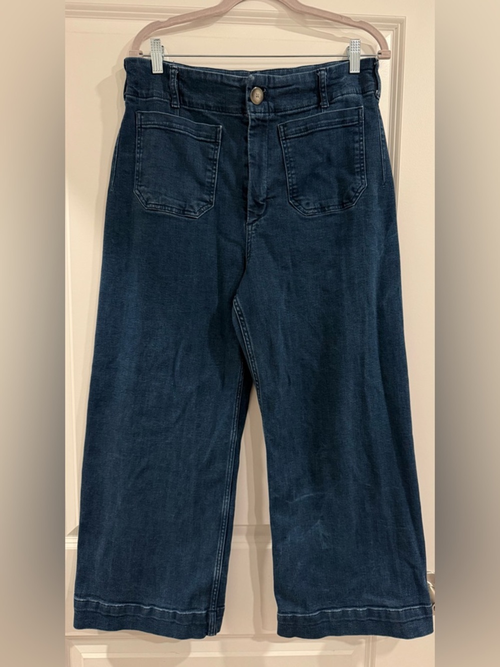 Anthropologie Maeve Colette Cropped Denim Pant Wide Leg Dark Wash size 31 Casual